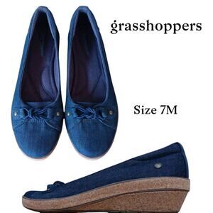 Grasshoppers Wedge Denim Slip-On Shoes
